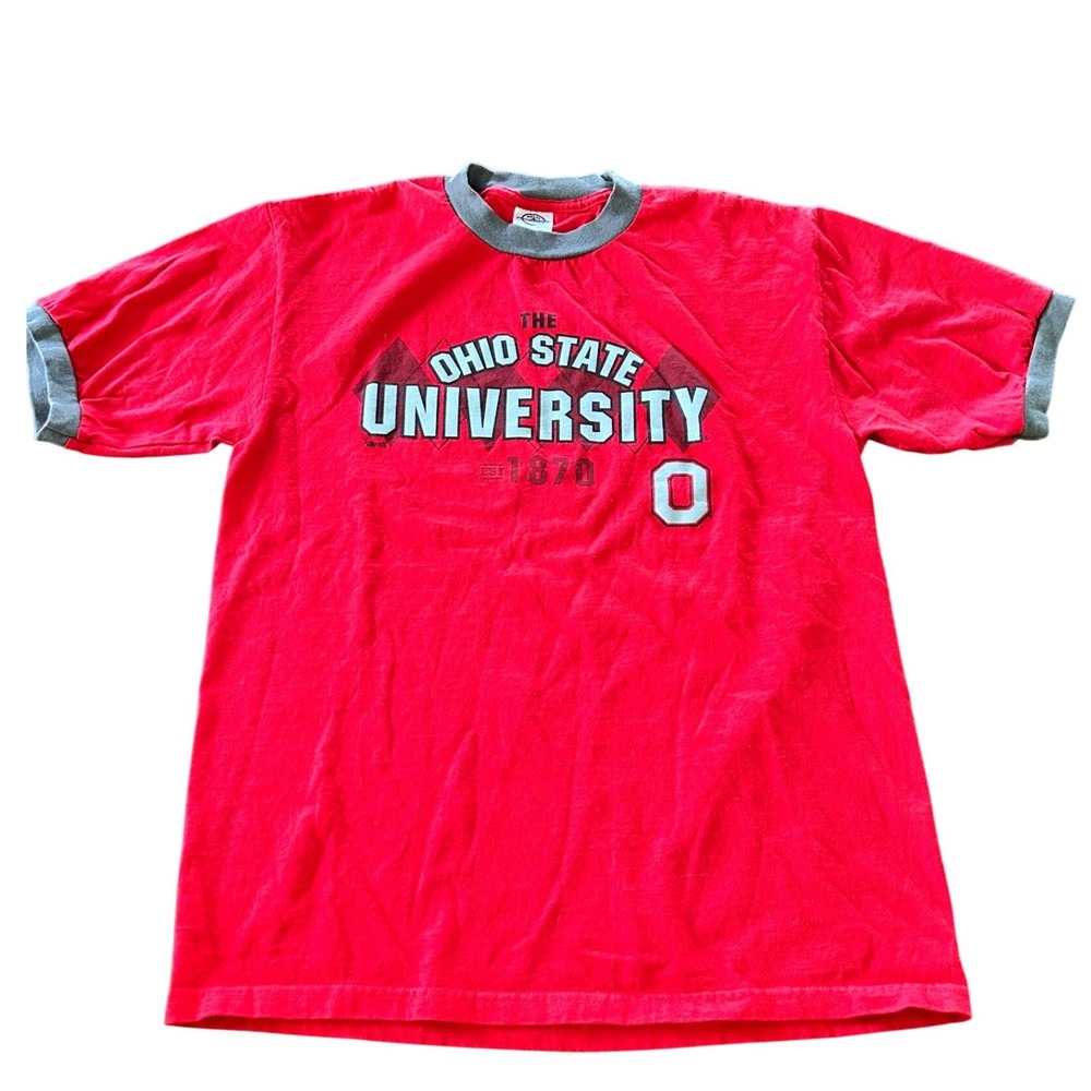 Ohio State University T-Shirt Delta Pro Weight VTG Y2K Scarlet Gray OSU Mens M